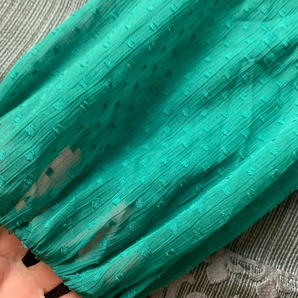 BOG Collective Green Textured Puff Sleeve Blouse Extra Small - Picture 5 of 9